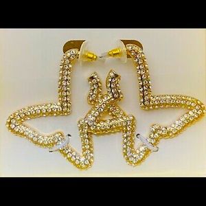 Bebe butterfly crystal and gold tones earrings